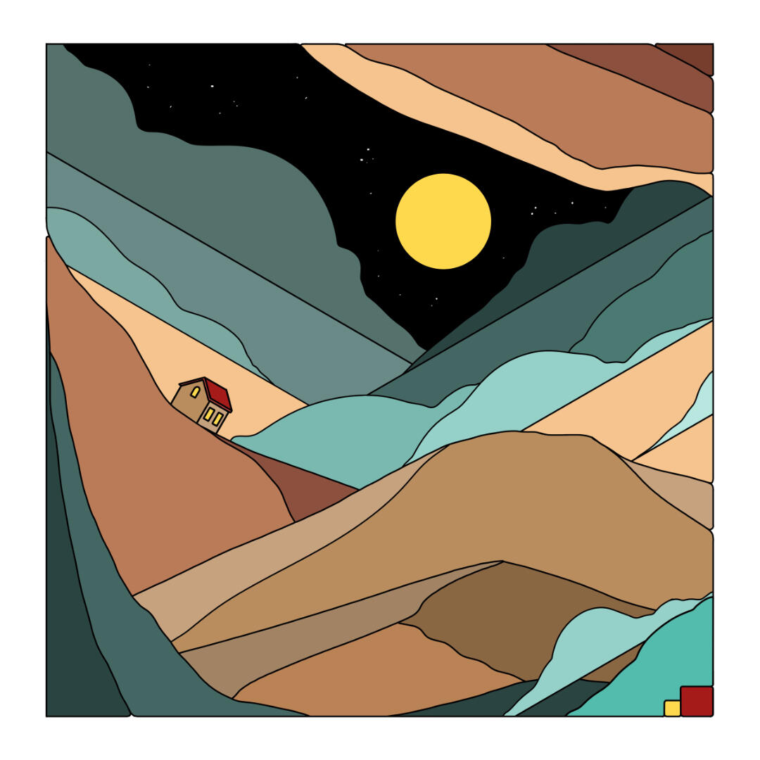 Une illustration de Lucas Saenger. Un paysage sans dessus-dessous.